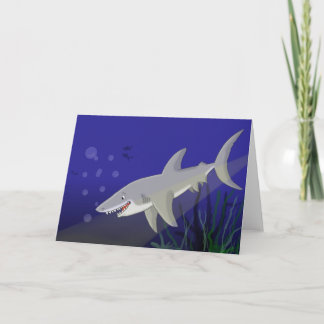 Cartoon Great White Shark Wenskaart Kaart