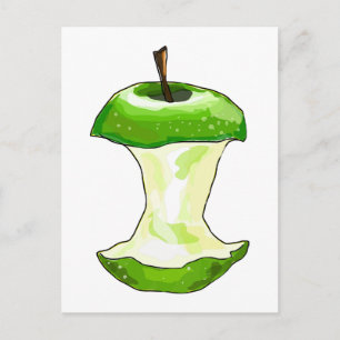 Cartoon Green Apple (Granny Smith) Apple Core Briefkaart
