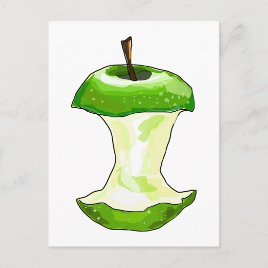 Cartoon Green Apple (Granny Smith) Apple Core Briefkaart (Voorkant)