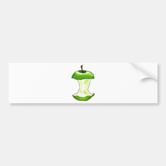 Cartoon Green Apple (Granny Smith) Apple Core Bumpersticker (Voorkant)