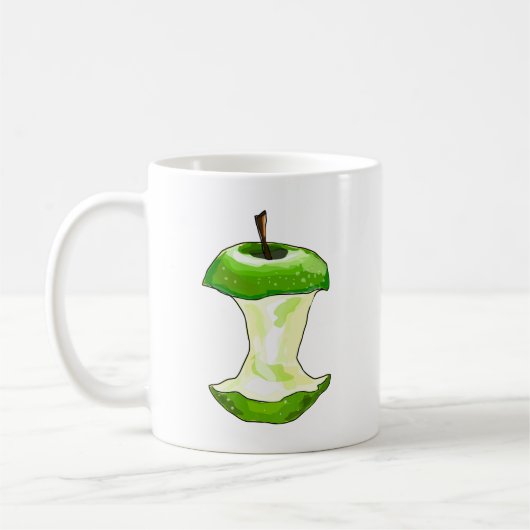 Cartoon Green Apple (Granny Smith) Apple Core Koffiemok (Links)