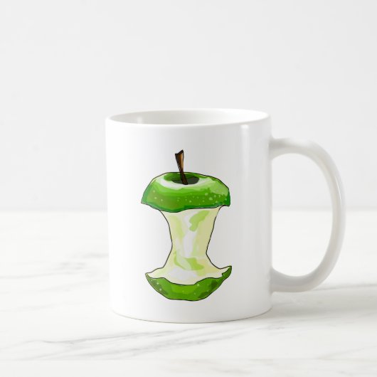 Cartoon Green Apple (Granny Smith) Apple Core Koffiemok (Rechts)