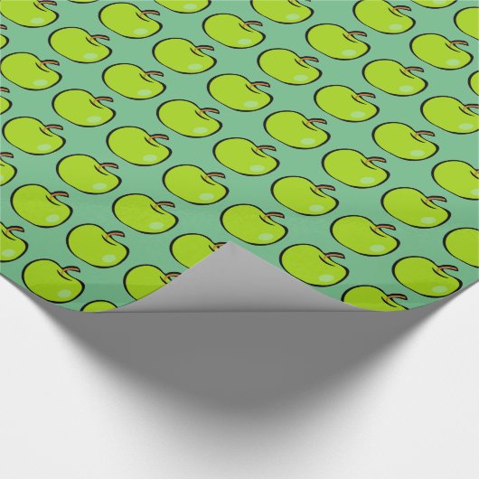 Cartoon Green Apples Patroon Cadeaupapier (Hoek)