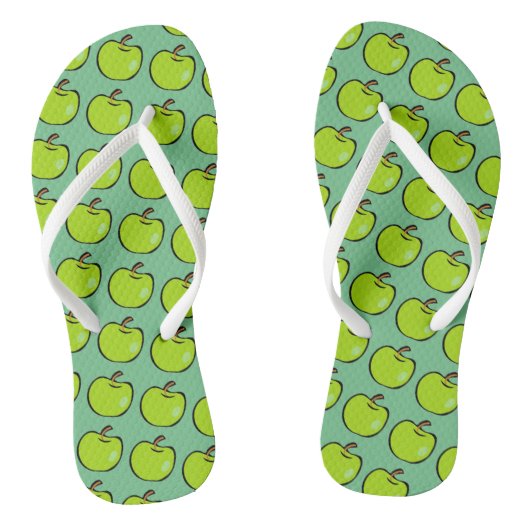 Cartoon Green Apples Patroon Teenslippers (Voetbed)