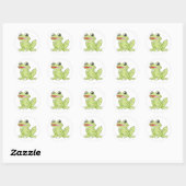 Cartoon Green Bull Frog Ronde Sticker (Vel)
