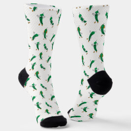 Cartoon Green Chili Pattern Socks Sokken