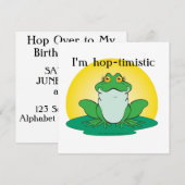 Cartoon Green Frog op Lily Pad Kaart (Voorkant / Achterkant)