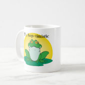 Cartoon Green Frog op Lily Pad Koffiemok (Voorkant links)