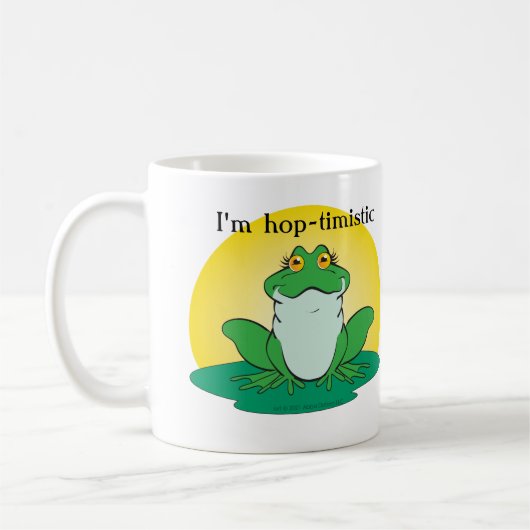 Cartoon Green Frog op Lily Pad Koffiemok (Links)