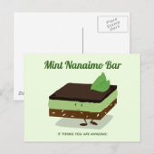 Cartoon Green Mint Nanaimo Bar Smiling Food Briefkaart (Voorkant / Achterkant)