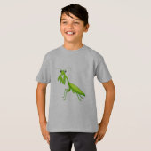 Cartoon Green Praying Mantis Unisex jeugdkleding T-shirt (Voorkant volledig)