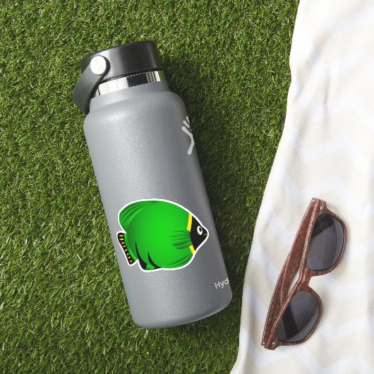 Cartoon Green Yellow Fish Sticker (HydroFlask Insitu)