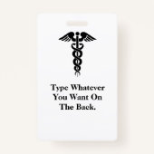 Cartoon Grey Hair Nurse Badge past het aan! (Achterkant)