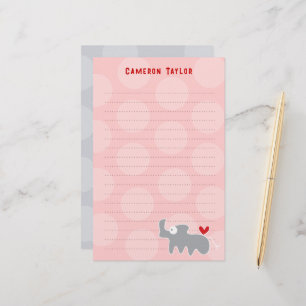 Cartoon Grey Rhino Kind Kinderen Verjaardag Dank u Briefpapier