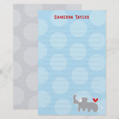 Cartoon Grey Rhino Kind Kinderen Verjaardag Dank u Briefpapier (Voorkant / Achterkant)