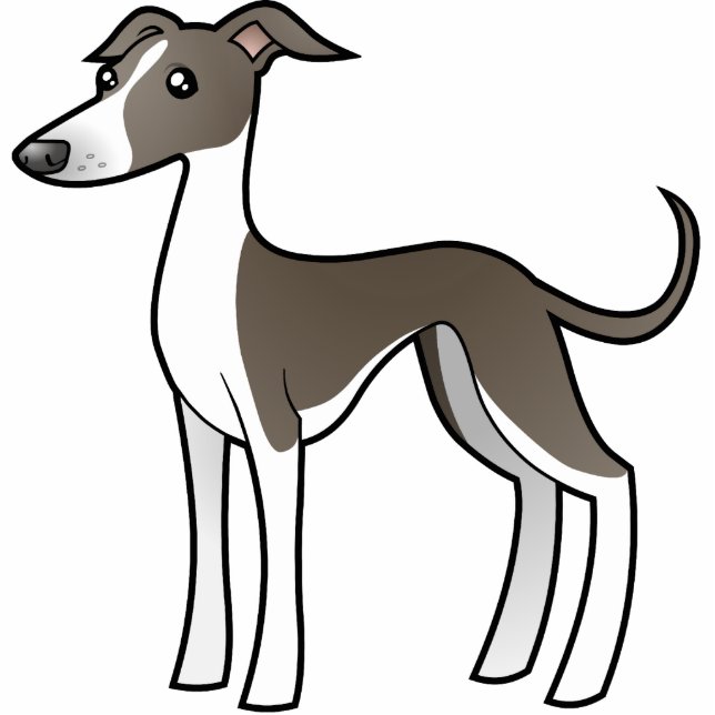 Cartoon Greyhound/Whippet/Italiaanse Greyhound Fotobeeldje Magneet (Voorkant)