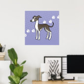 Cartoon Greyhound/Whippet/Italiaanse Greyhound Poster (Thuiskantoor)