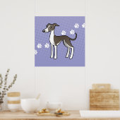 Cartoon Greyhound/Whippet/Italiaanse Greyhound Poster (Keuken)