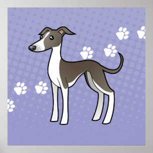 Cartoon Greyhound/Whippet/Italiaanse Greyhound Poster