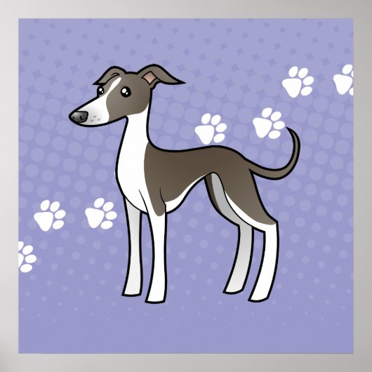 Cartoon Greyhound/Whippet/Italiaanse Greyhound Poster (Voorkant)
