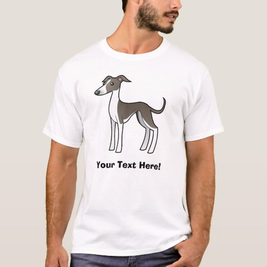 Cartoon Greyhound/Whippet/Italiaanse Greyhound T-shirt (Voorkant)