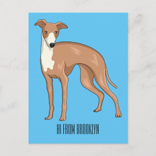Cartoon grijnshond briefkaart (Voorkant)