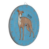 Cartoon grijnshond dartbord (Voorkant Links)