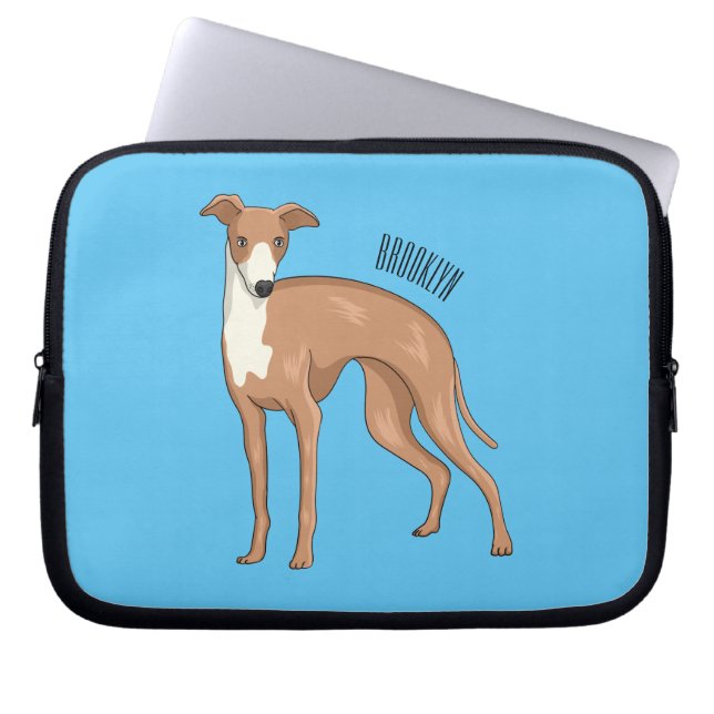 Cartoon grijnshond laptop sleeve (Voorkant)