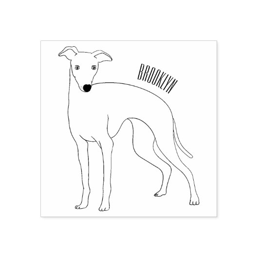 Cartoon grijnshond rubberstempel (Afrduk)