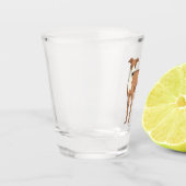 Cartoon grijnshond shot glas (Links)