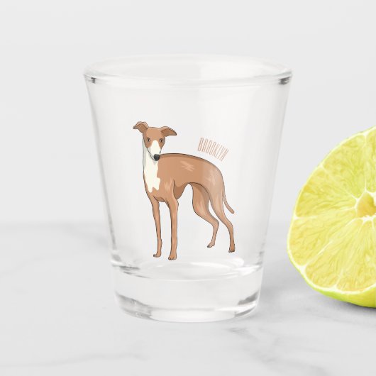 Cartoon grijnshond shot glas (Voorkant)