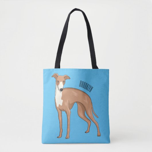Cartoon grijnshond tote bag (Voorkant)