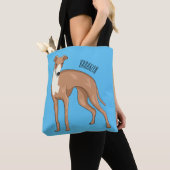 Cartoon grijnshond tote bag (Dichtbij)