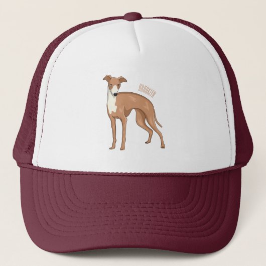 Cartoon grijnshond trucker pet (Voorkant)
