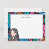 Cartoon grijs haar dame persoonlijk notitiekaartje (Voorkant)