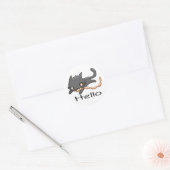 Cartoon Grijs Kitten Kat Hallo Schattigee Liefde Ronde Sticker (Envelop)