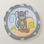 Cartoon grijs muis gepersonaliseerd kind rond kuss rond kussen (Achterkant)