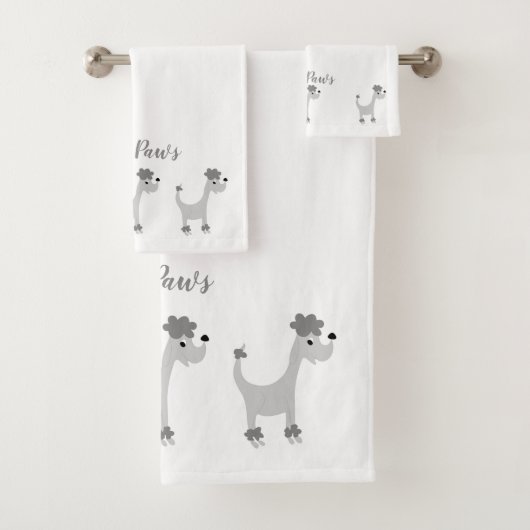Cartoon grijze poodle bad handdoek (Insitu)