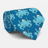Cartoon Grinning Octopus Stropdas (Opgerold)