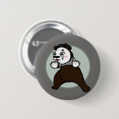 CARTOON GRIZZLY BEER MIME ROUND PIN BACK BUTTON (Voorkant /achterkant)