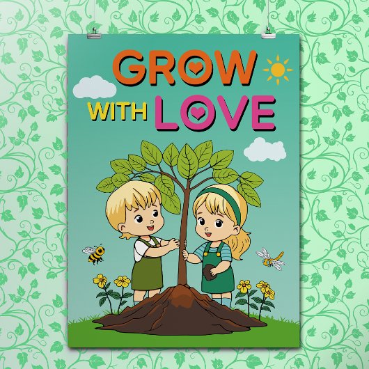 Cartoon Groei Positieve Inspirerende Citat Kinderk Poster