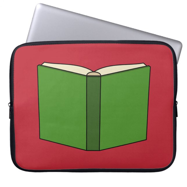 Cartoon Groen Boek Laptop Sleeve (Voorkant)