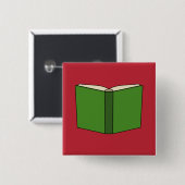 Cartoon Groen Boek Vierkante Button 5,1 Cm (Voorkant /achterkant)