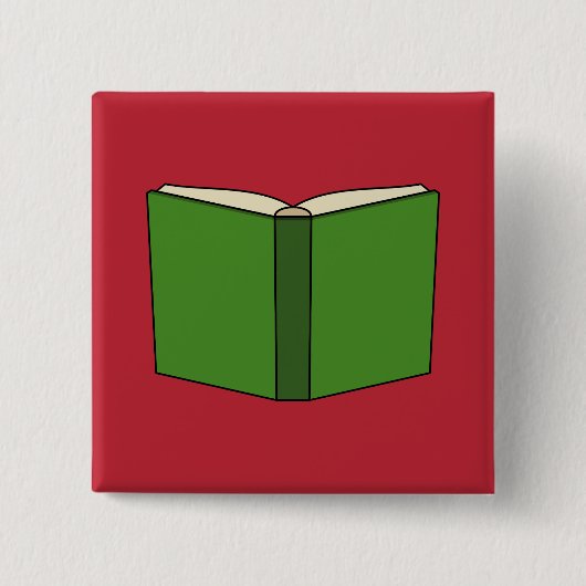 Cartoon Groen Boek Vierkante Button 5,1 Cm (Voorkant)