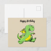 Cartoon groene draak op zijn achterpoten briefkaart (Voorkant / Achterkant)