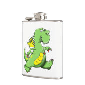 Cartoon groene draak op zijn achterpoten heupfles (Links)