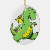 Cartoon groene draak op zijn achterpoten keramisch ornament (Rechts)