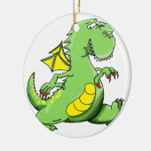 Cartoon groene draak op zijn achterpoten keramisch ornament (Links)