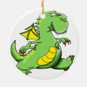 Cartoon groene draak op zijn achterpoten keramisch ornament (Achterkant)