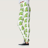 Cartoon groene draak op zijn achterpoten leggings (Links)